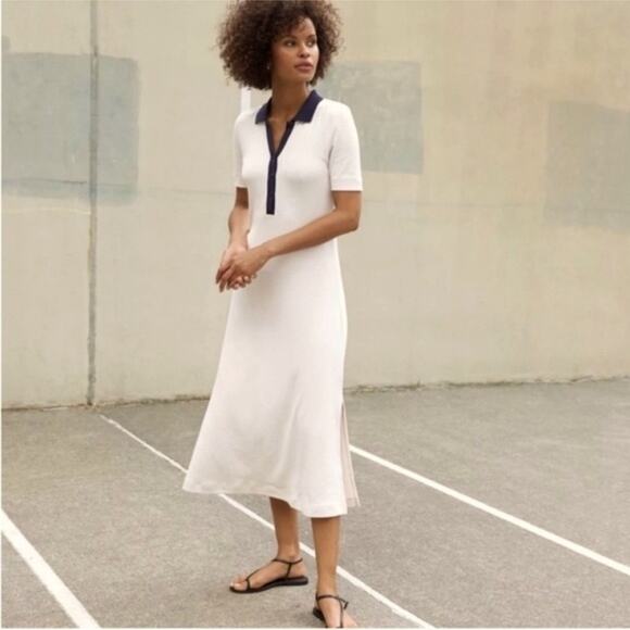 AYR The Scout Dress in Seashell Collared NEW Cream Navy Preppy size XS - Picture 1 of 10